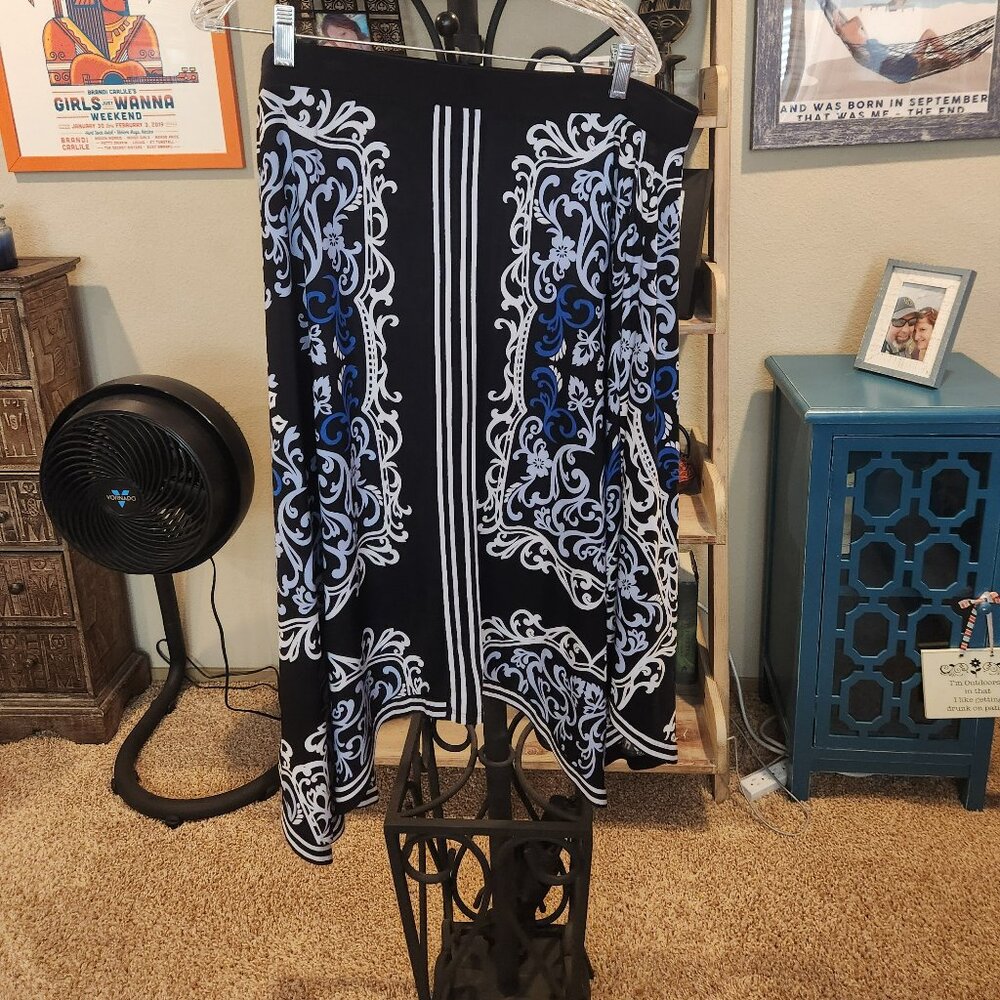 INC International Concepts Asymmetrical Boho Midi Skirt Size XXL.